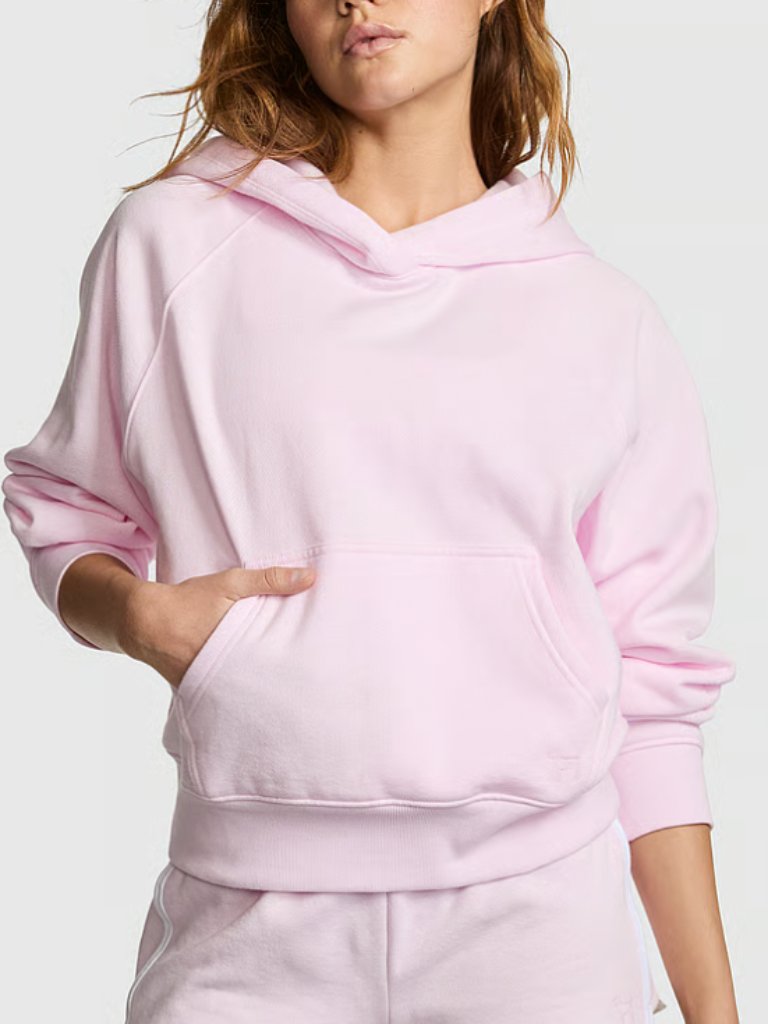 Pink Victoria's Secret Campus Fleece Shrunken Hoodie - Pink Tulip - Xlarge - Nwt
